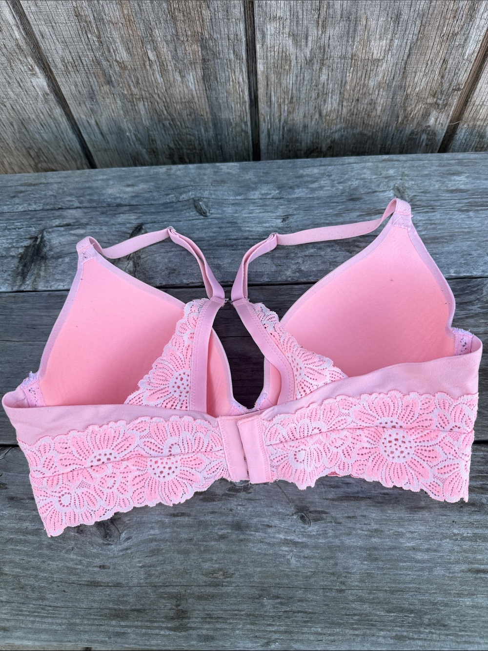 aerie Woman’s Sunnie Full Coverage Lightly Lined Pink Blossom Lace Trimmed 34D - Picture 4 of 9